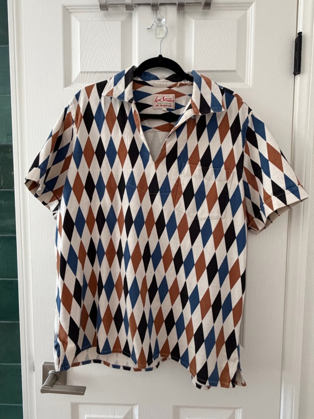 Levi's Men’s Short Sleeve Argyle Polo - Blue/Brown/White/Black